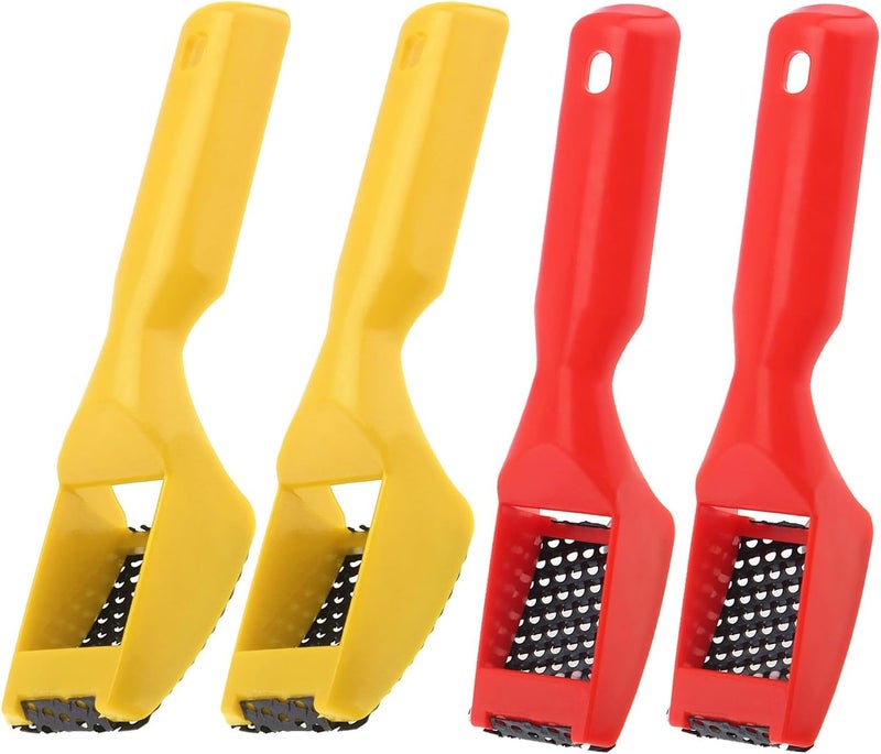 Omninmo 4pcs Surform Shaver Handy Hand Filing Razor Hand Tools Second-Cut Tooth Mill File Hand Plane Mini File Hand File, Red & Yellow - Image 1